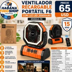 VENTILADOR RECARGABLE F6 DE 20000MAH