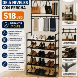 ZAPATERAS DE 5 NIVELES CON PERCHA