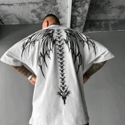 Camiseta casual de manga corta y cuello redondo con impresión de letras góticas para hombre de verano