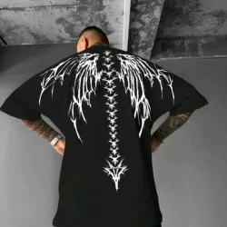 Camiseta de manga corta con cuello redondo y estampado de color contrastante para hombres, verano