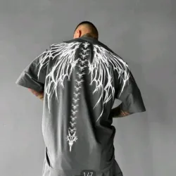 Camiseta de manga corta de cuello redondo con estampado de color en contraste para hombre, de verano