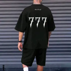 Manfinity EMRG Camiseta De Manga Corta Y Pantalones Cortos Impresos Digitalmente Para Hombre