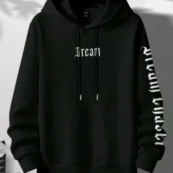 Manfinity Homme Hombres Capucha con estampado de letra con cordón