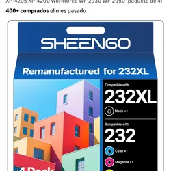 232XL - Paquete combinado de cartuchos de tinta remanufacturados para Epson