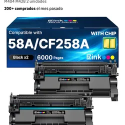 Cartucho de tóner 58A negro (con chip) compatible con HP 58A CF258A 58X CF258X para usar con HP Laser MFP M428fdw M428fdn M428dw Pro M404n M404dn M404dw M406dn M430f M404 M428