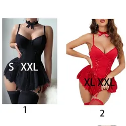 Juegos de lencería (vestido ,medias y lazo)