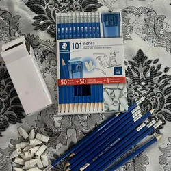 Lápices, gomas 
