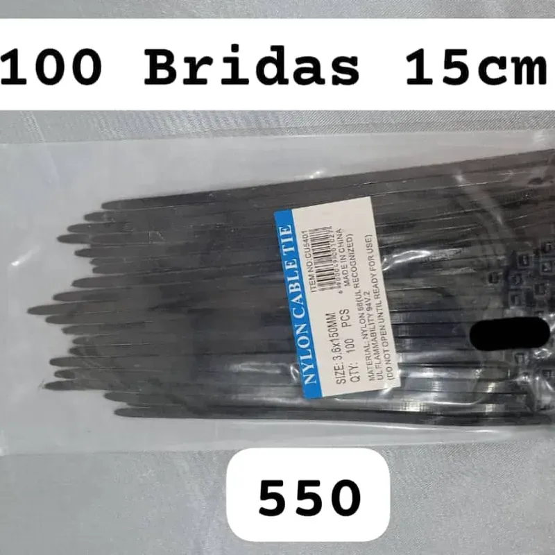 Juego de 100 Bridas negras de 15 cm
