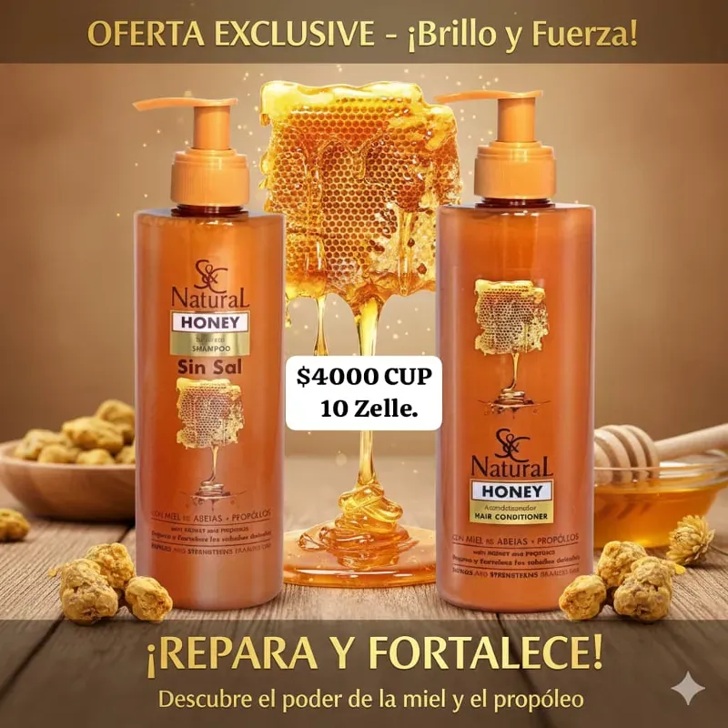 Champú Sin Sal y Acondicionador Natural de Miel 🍯 