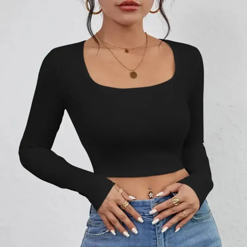 Blusa Corta de Mangas Largas