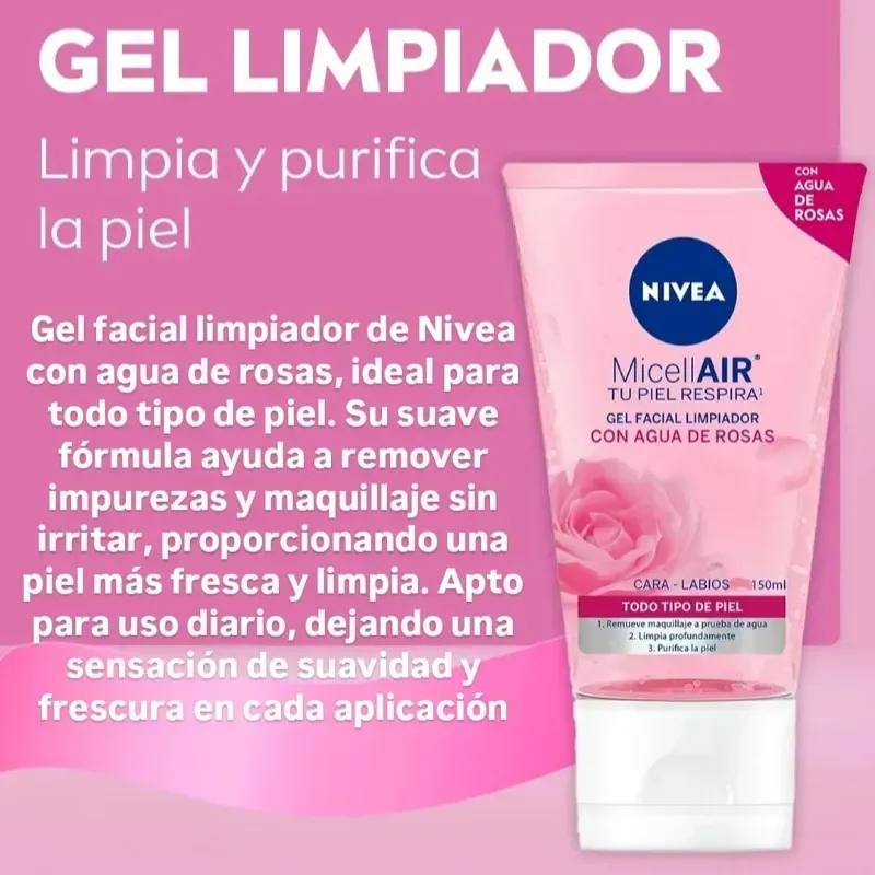 Gel facial limpiador de rosa