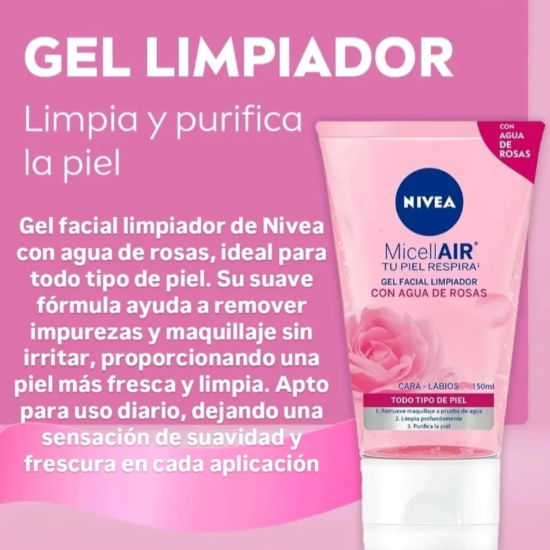 Gel facial limpiador de rosa