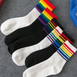 Medias con borde arcoiris c/u