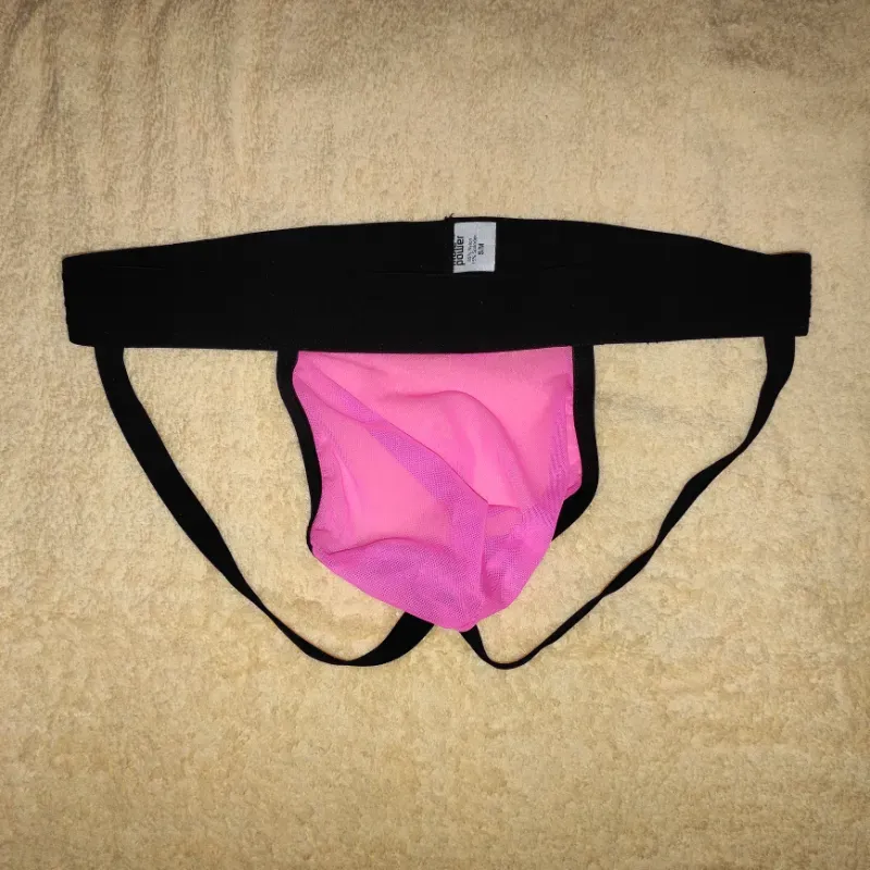 Suspensorio rosa y negro