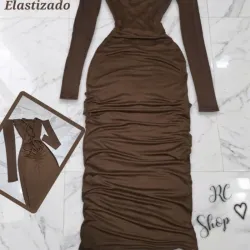 ♡ Vestido Amarre por Detrás ♡ 👉🏻 Mangas Largas ✨ ~ Estilo Levanta Glúteos ~