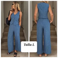 Conjunto de pantaloneta y chaleco azul