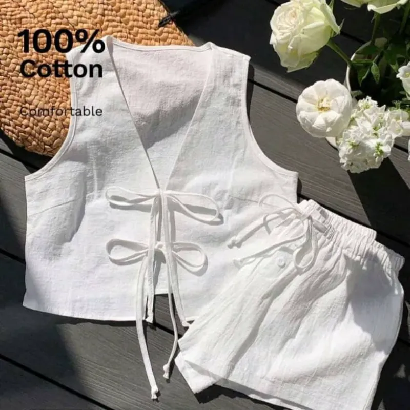 Conjunto de short y blusa blanco