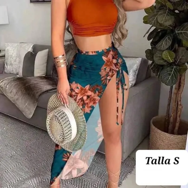 Conjunto naranja y verde
