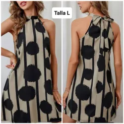 Vestido beis y negro