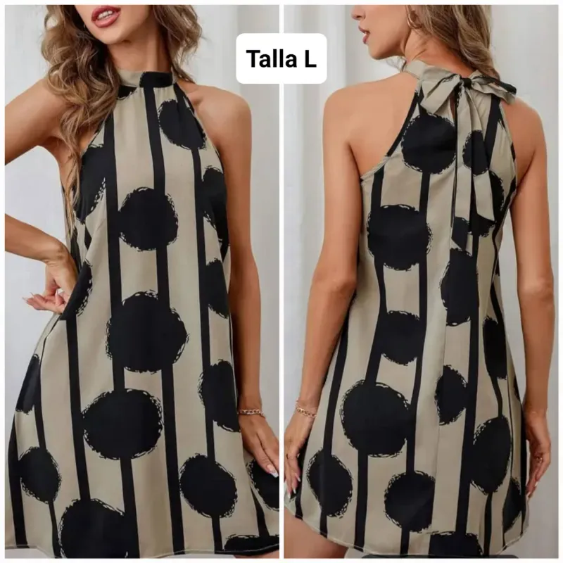 Vestido beis y negro