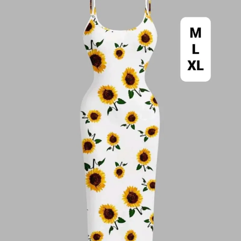 Vestido blanco de girasoles