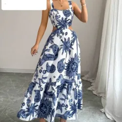 Vestido blanco y azul