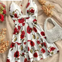 Vestido blanco y rojo