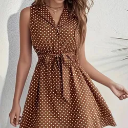 Vestido carmelita de bolitas 