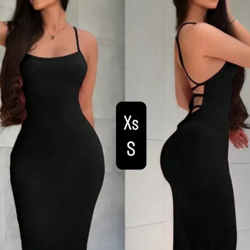 Vestido largo ajustado negro