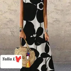 Vestido largo de flores negras