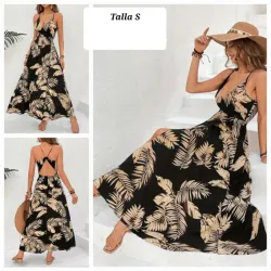 Vestido negro y beis