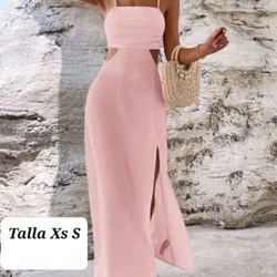 Vestido rosa largo