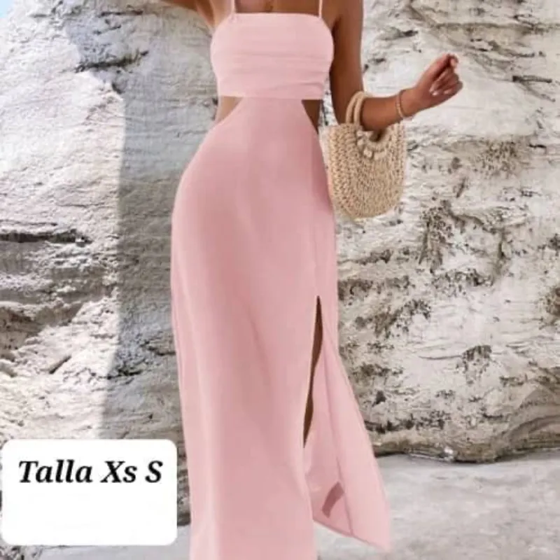 Vestido rosa largo