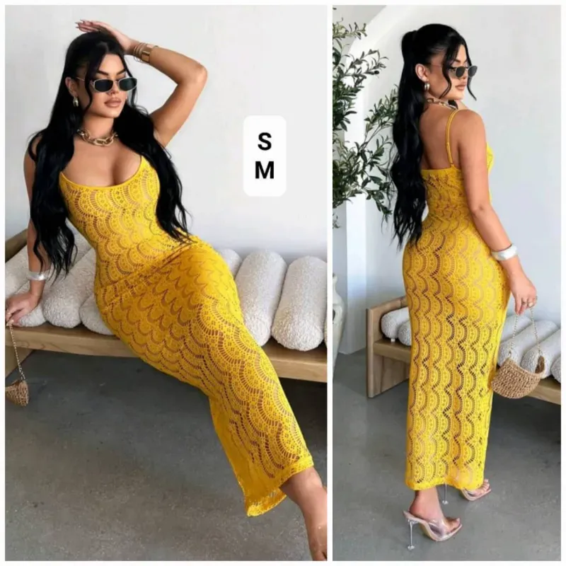 Veststido amarillo tejido
