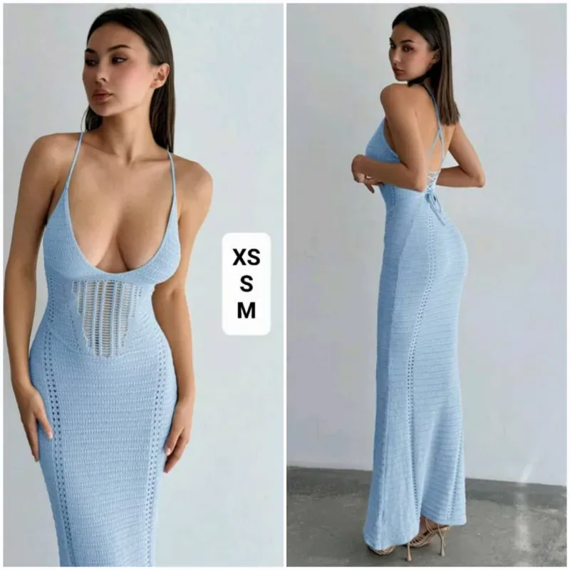 Veststido azul tejido