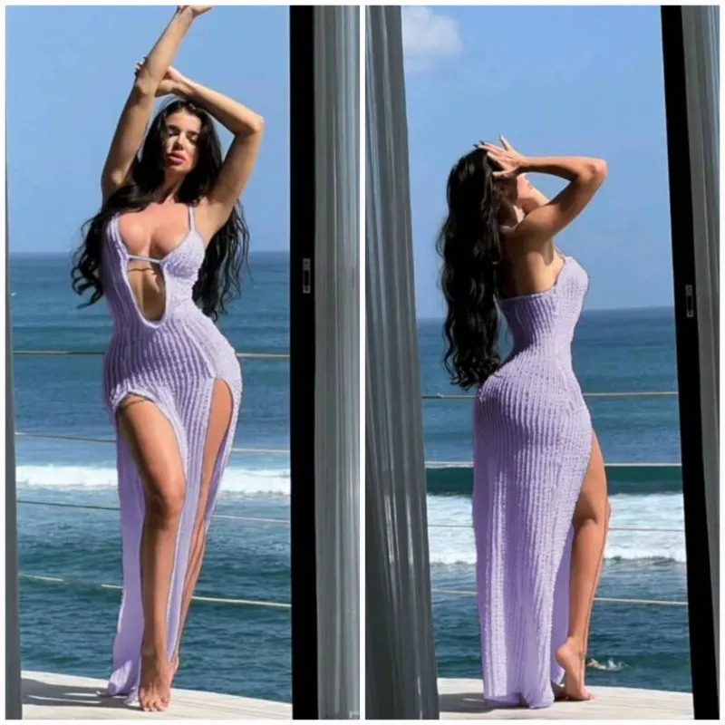 Veststido morado tejido