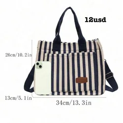 Bolso de hombro tipo hobo de rayas verticales para mujer