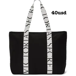 Bolso de lona con letras en asas