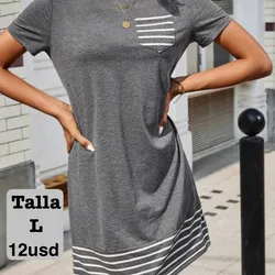 Vestido con bolsillo de rayas