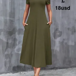 Vestido largo de mujer elastizado con bolsillos