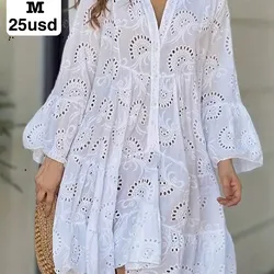 Vestido tira bordada playero