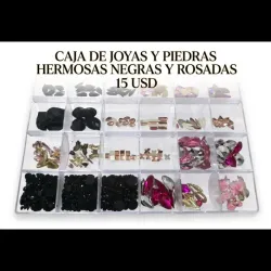 Piedras negras y rosadas mas caja de regalo