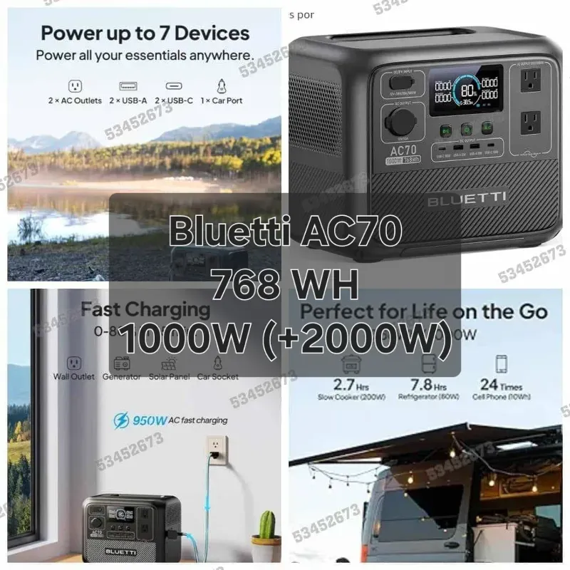 Bluetti AC70 (768Wh - 1000W+/2000W)