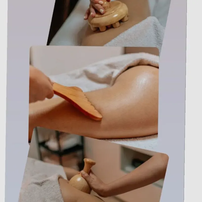 Masaje reductor de abdomen, drenaje linfático manual y maderoterapia.