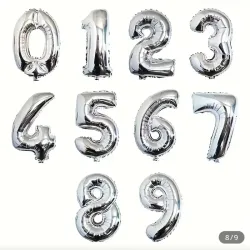 Globos de Números Plateado 