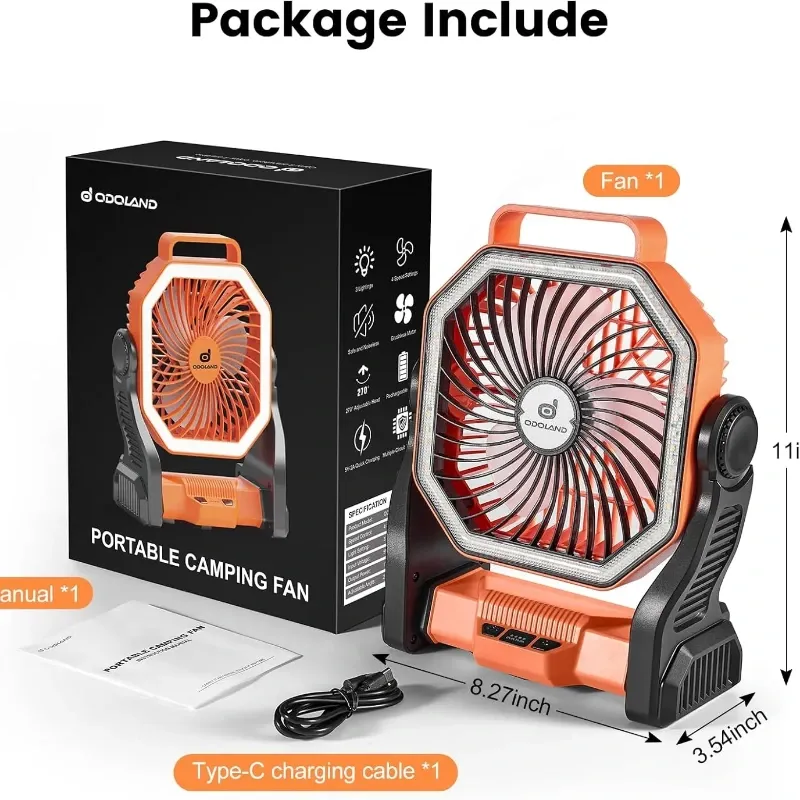 20000mAh Ventilador recargable con linterna LED 