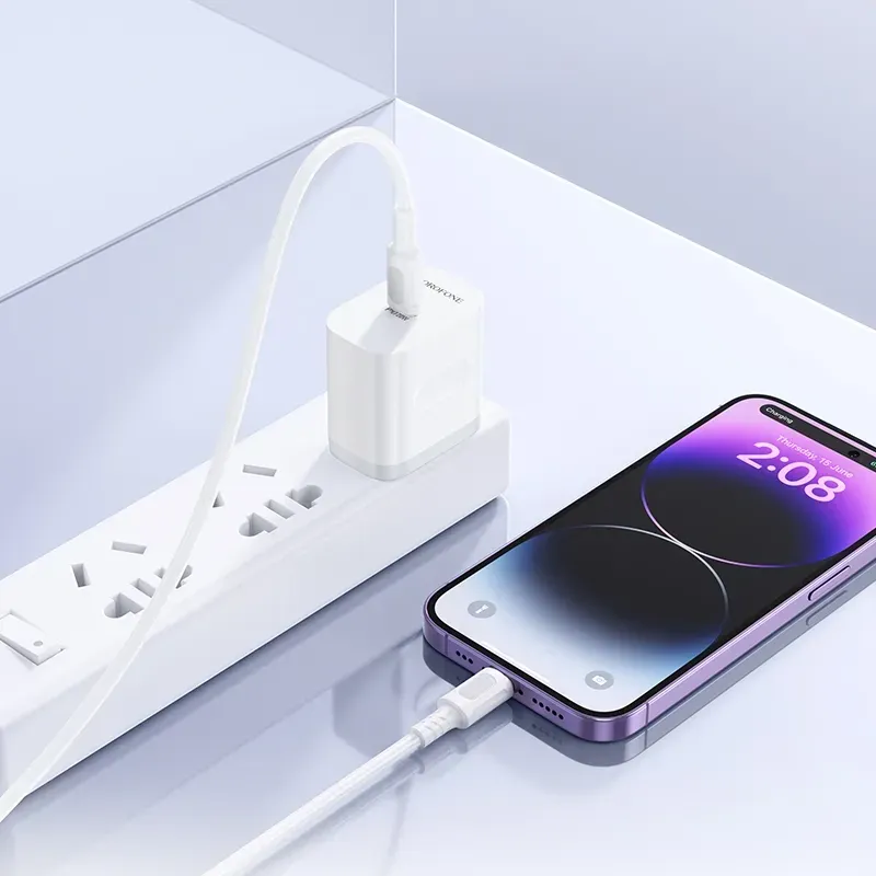 BOROFONE BA99 – Cargador Rápido PD 20W con Cable USB-C a Lightning 