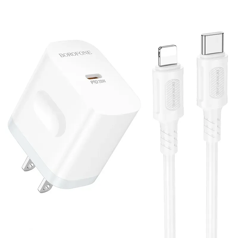 BOROFONE BA99 – Cargador Rápido PD 20W con Cable USB-C a Lightning 