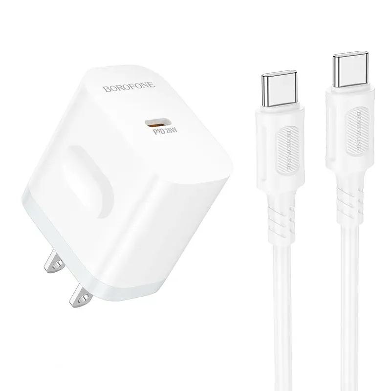 BOROFONE BA99 – Cargador Rápido PD 20W con Cable USB-C a USB-C 