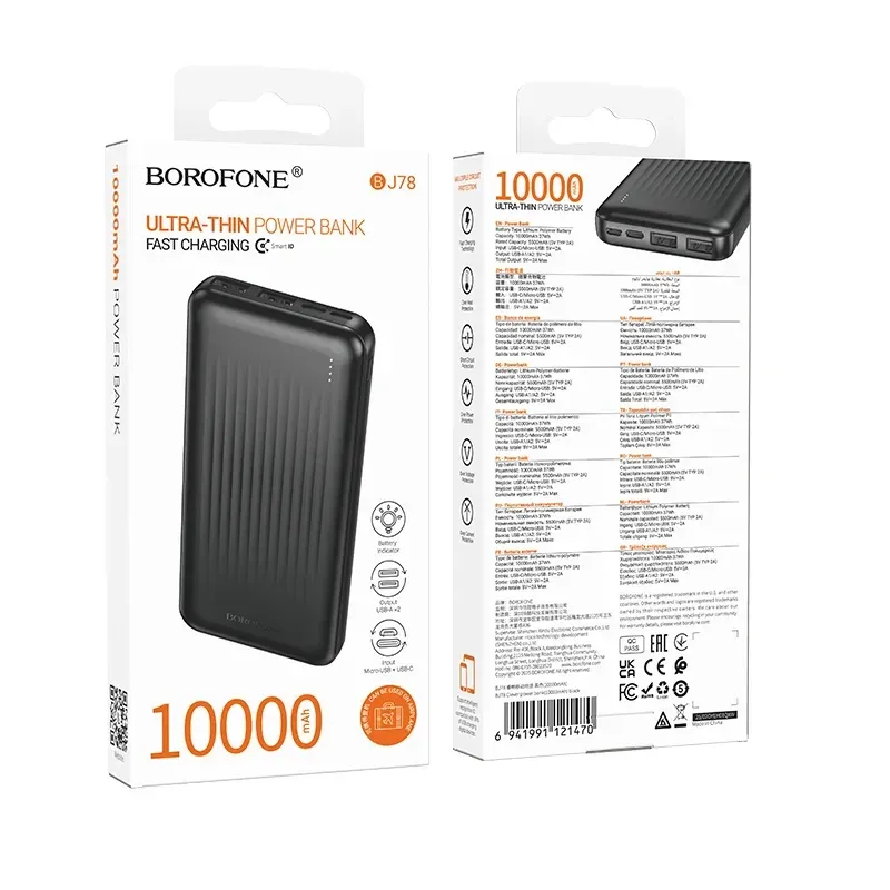 BOROFONE BJ78 – Power Bank 10000mAh con Doble Salida USB 